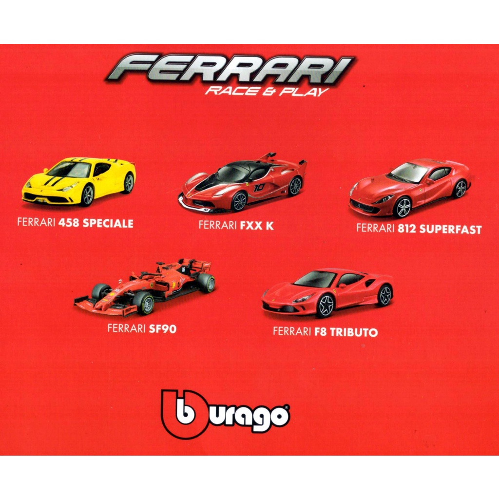 SHELL Bburago 1:43 Ferrari F1 SF90 FERRARI 458 FERRARI FXX K FERRARI ...