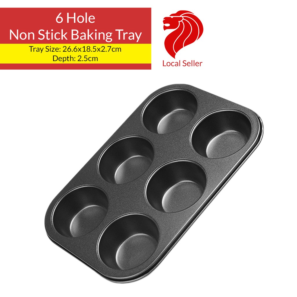 6 Hole Baking Tray for Muffin Cupcake Tray (2.5cm depth) | Shopee Singapore