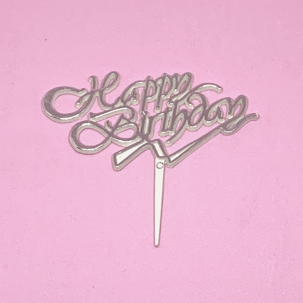 100pcs Happy Birthday Label Stand / Topper for Birthday Cake (Silver ...