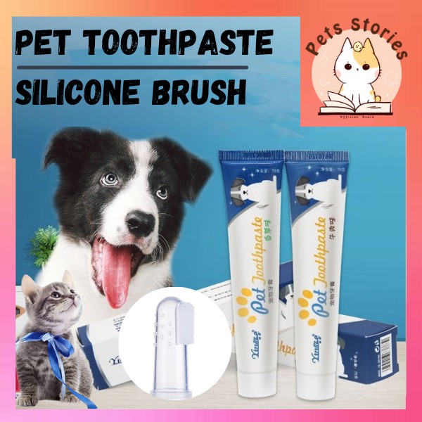 HOT Pet Teeth Cleaning Supplies Cat Dog Healthy Edible Toothpaste for Oral Cleaning 75g Finger toothbrush Shopee Singapore