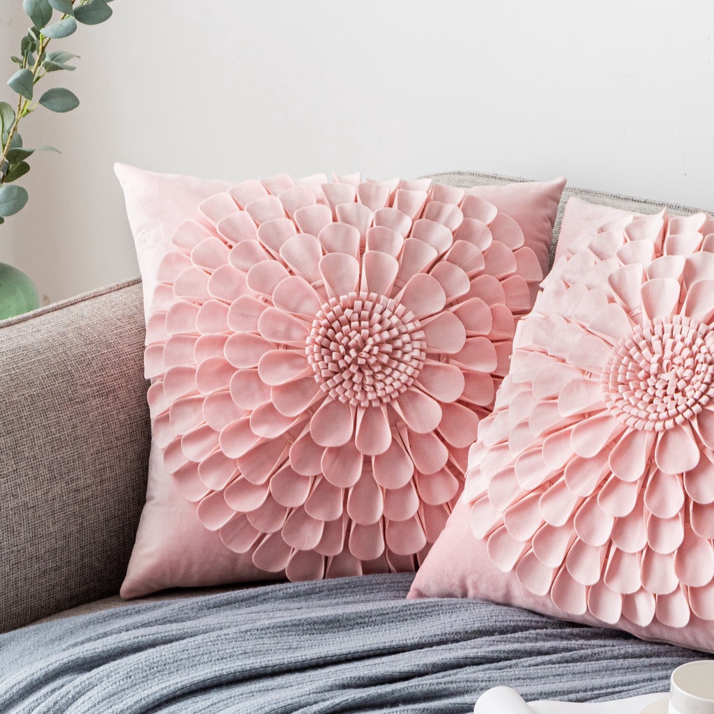 3D Flower Throw Pillow Cover Handmade Luxurious Pillowcase Decorative  Cushion Cover Bedroom Sofa Couch Home Decor Wedding Decoration