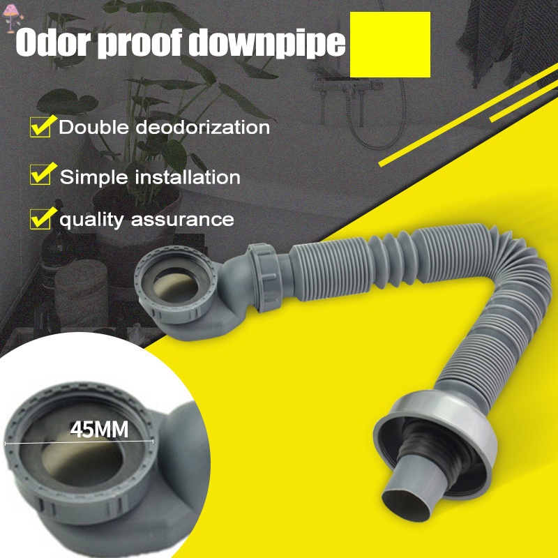 Universal Sink Drain Pipe 90cm Expandable Flexible PTrap SmellProof