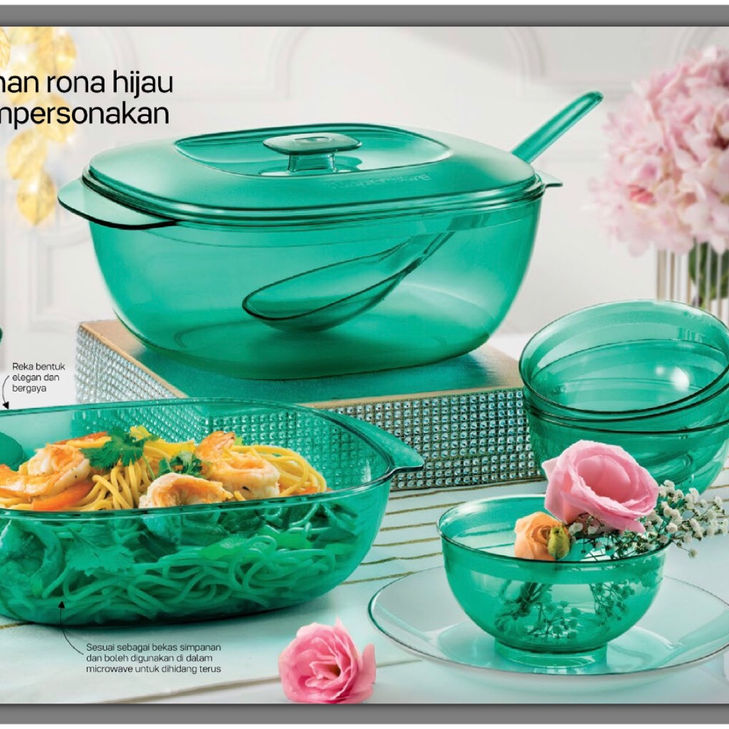 Tupperware Microwaveable Crystalline Server and Bowl Set | Shopee Singapore