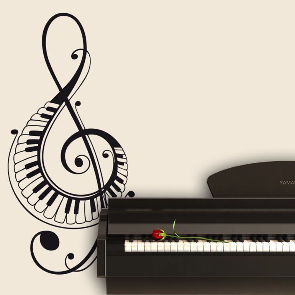 Music Note Decor Treble Clef With Piano Keys Music Note Wall Decal