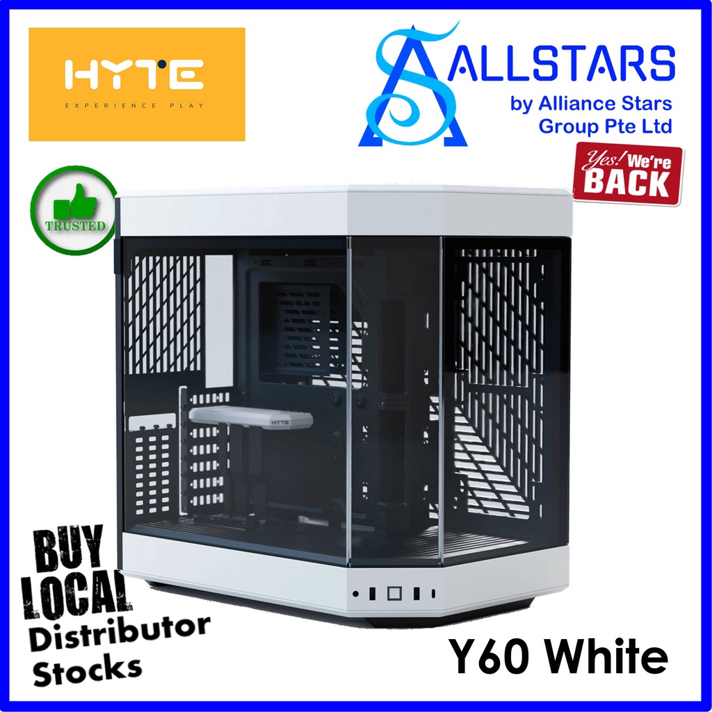 HYTE Y60 Black/White Dual Chamber ATX Tower Chassis / 3-Piece panoramic ...