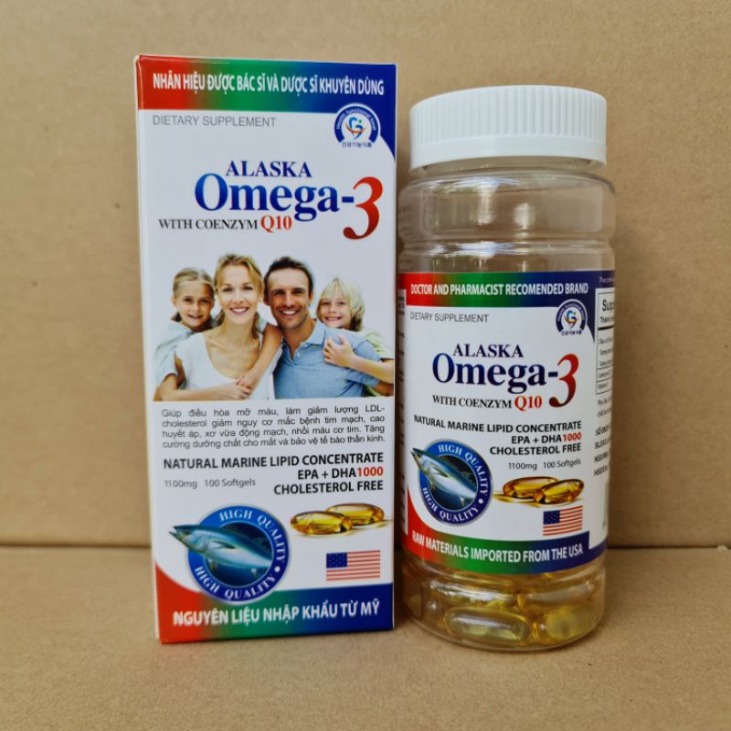 Alaska omega 3 fish oil with coenzym Q10 family white box Box of 100
