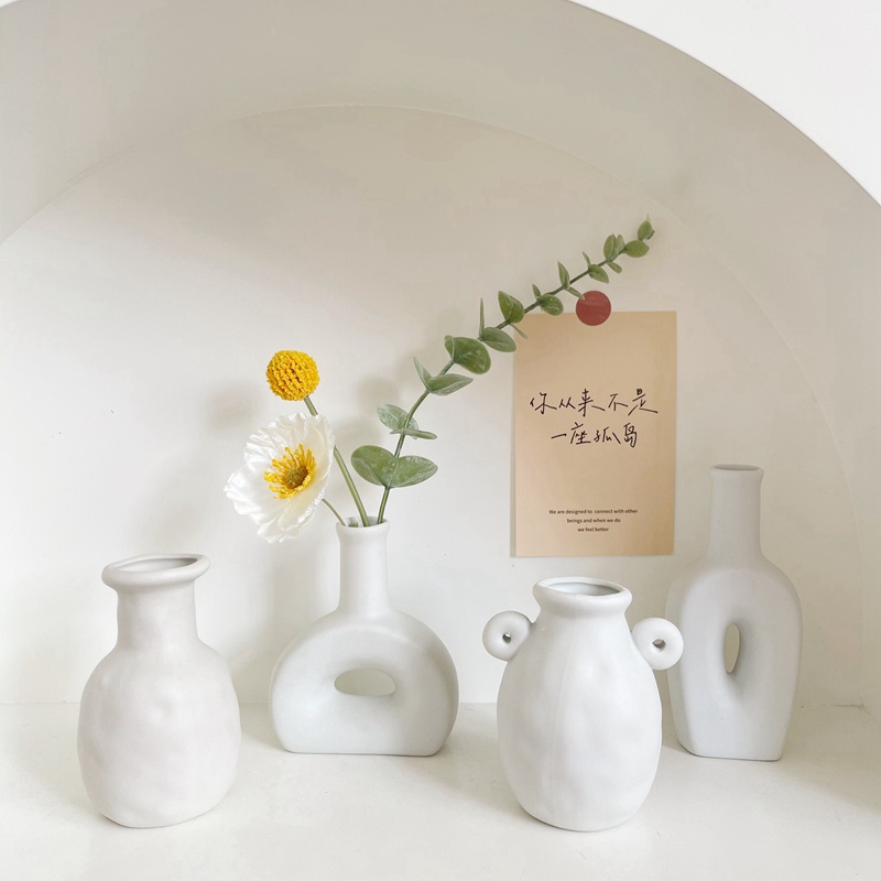 W&H Nordic  Ceramic Flower Vase Minimalist Vases Home Hydroponics Vase