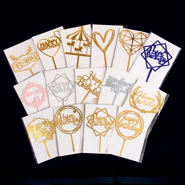 10pcs Cake Toppers Birthday Cake CupcakesLarge Big size Acrylic Party ...