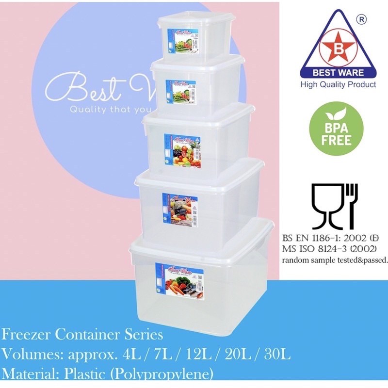 BESTWARE Transparent Plastic Freezer Container / Storage Container ...