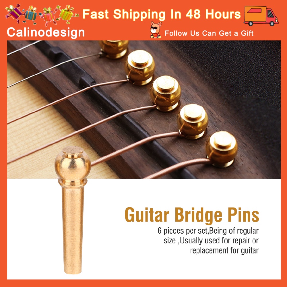 Durable Brass Guitar Bridge Pins Guitars Parts Repair Accessories 6Pcs