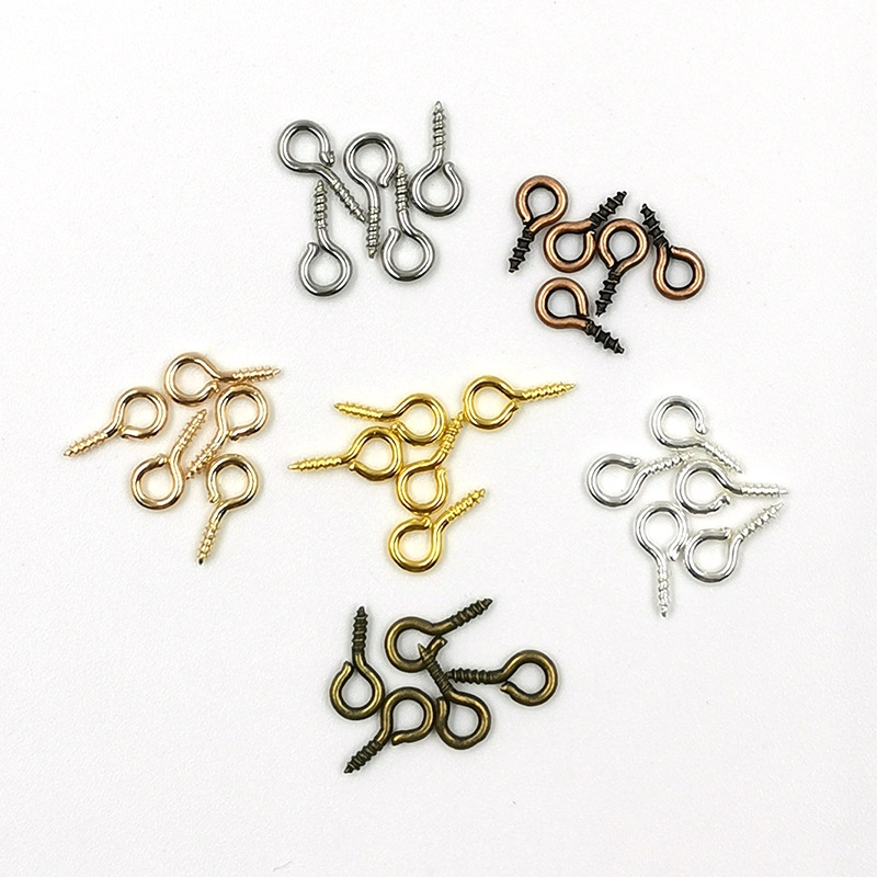 161【200pcs】Mini Eye Pins Hooks Screw Threaded Clasps Hooks Jewelry Findings