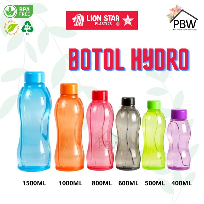 Lion Star Hydro Drinking Bottles 400ml, 500ml,600ml,800ml,1000ml,1500ml ...