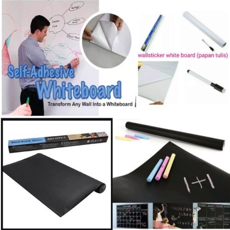 HITAM PUTIH Lilomilo sticker Whiteboard 45x200cm/blackboard sticker