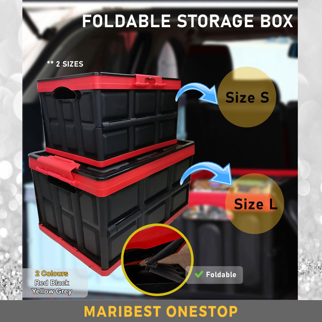 30/56L Foldable Stackable Collapsible Storage Box with Lid | Car Trunk ...