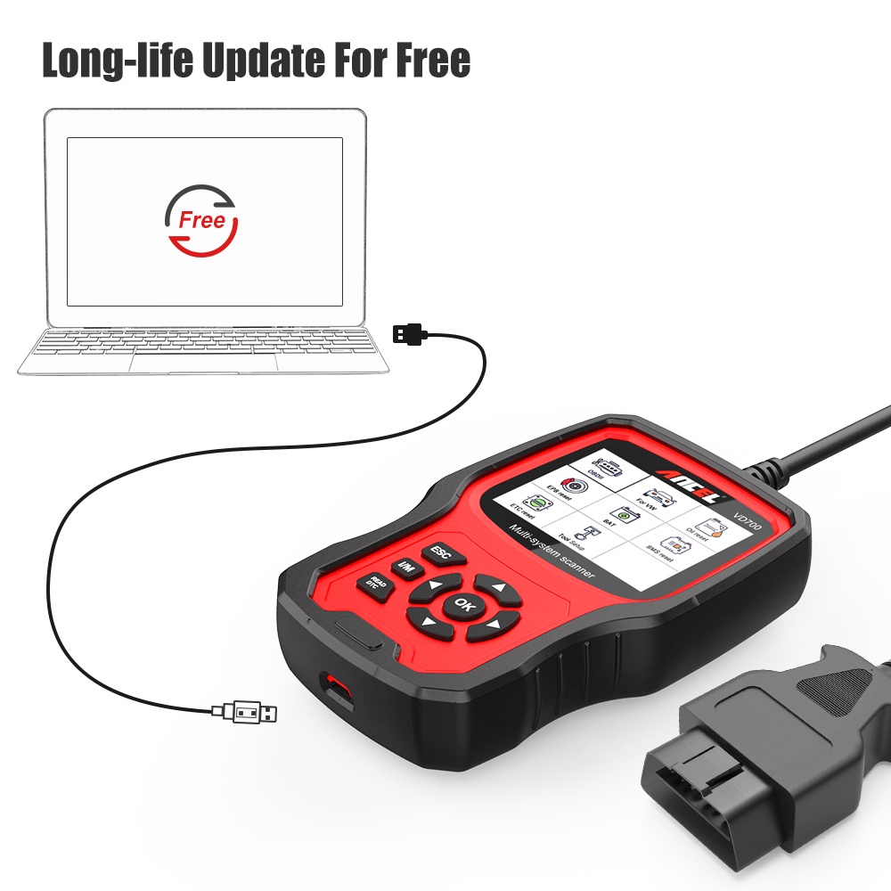 Ancel VD700 OBD2 Scanner Car Diagnostics Full System Individual Scan ...