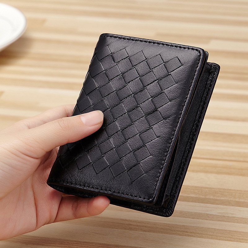 Fashion Sheepskin Weave Soft Slim Card Wallets Mens Credit Card Holder ...