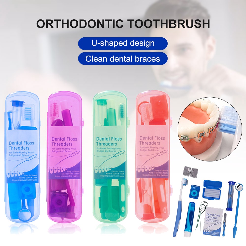 Oral Hygiene Orthodontic Cleaning Set 8 Tools Cleaning Kit Toothbrush ...