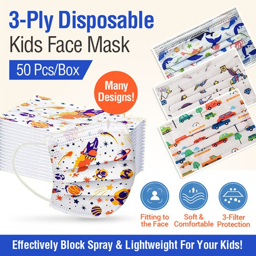 3ply/ 50pcs Protective Designed Disposable Face Mask For Adult&Kids