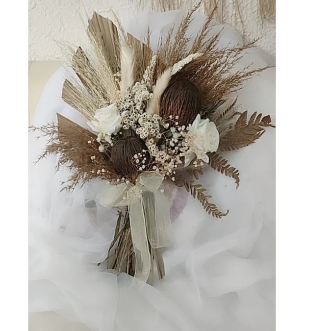 Buket Palem Bunga Kering Untuk Prewedding Hadiah - Gambar 2