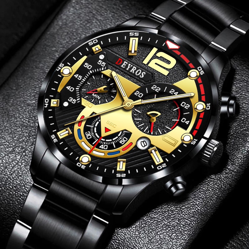 Brand Luxury Mens Watches Fashion Stainless Steel Quartz Wrist