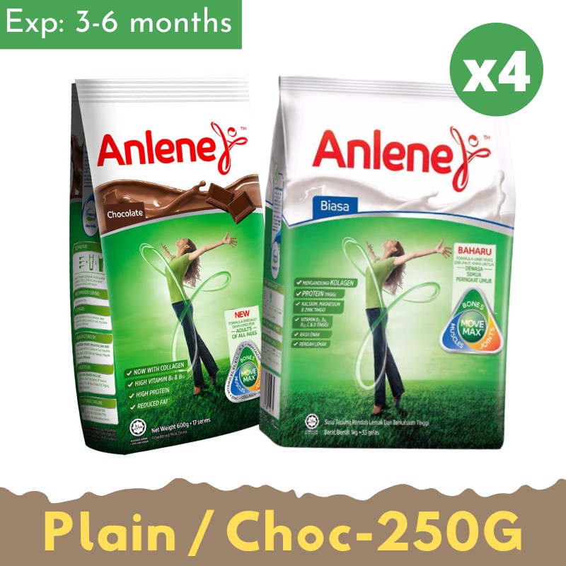 Anlene Regular / Chocolate 1KG Milk Powder Susu ( Anlene 250G X 4 packs