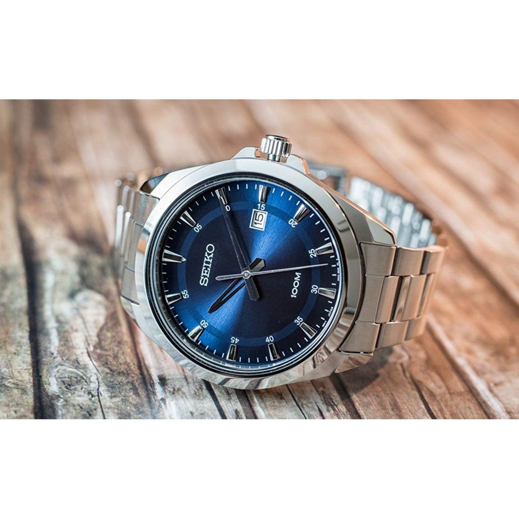 Original Seiko SUR207P1 Classic Quartz Blue Analog Stainless Steel Bracelet Men Watch Shopee Singapore