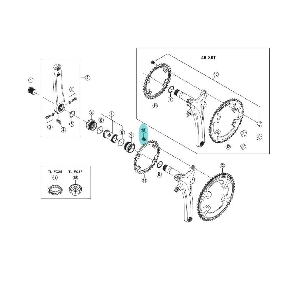 SHIMANO FC-M970 INNER CHAINRING FIXING BOLT Y1H598160 ( M8 X 10.1 ...