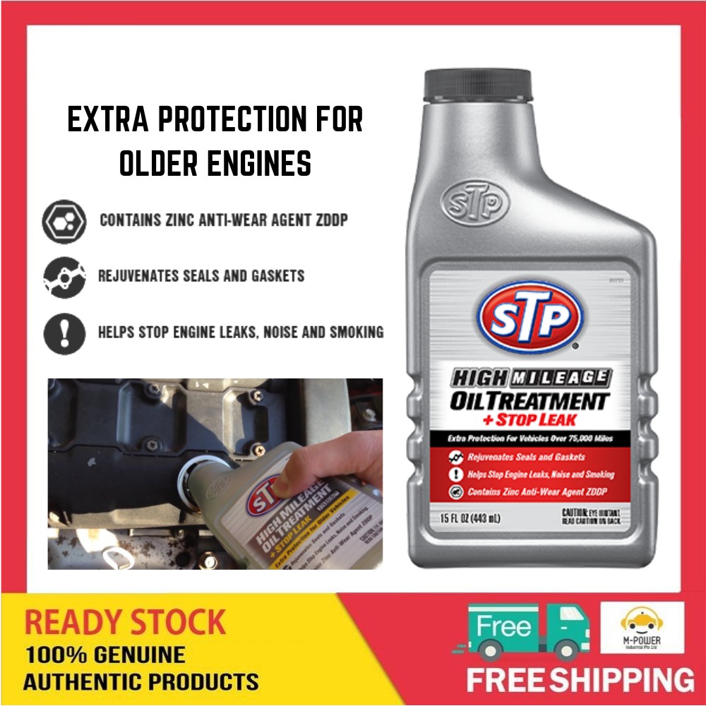 STP High Mileage Oil Treatment + Stop Leak 15oz Shopee Singapore