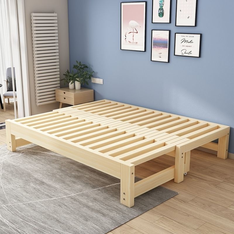 Bed Solid wood sofa bed drawing telescopic bed multifunctional small ...