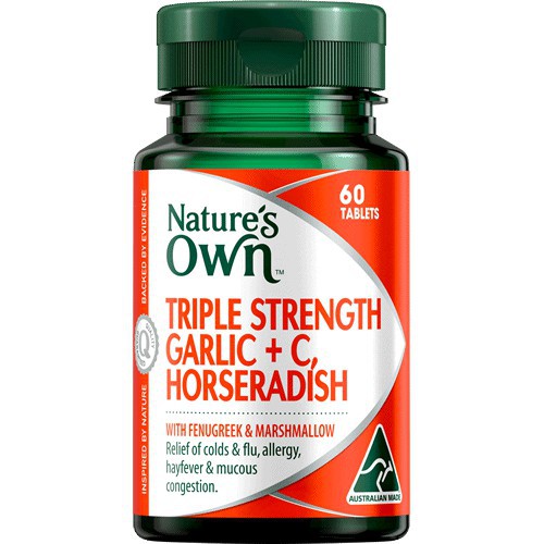 Nature's Own Triple Strength Garlic, Horseradish + Vitamin C 60s Exp11