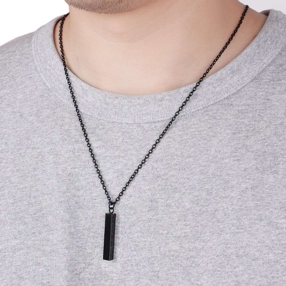 Men Stainless Steel Three-Dimensional Pendant Necklace / Fashion Rectangle Necklaces / Classic Long Necklace / Personality Beach Chain Necklace / Popular Choker Necklace / Friends Gifts Jewelry Access