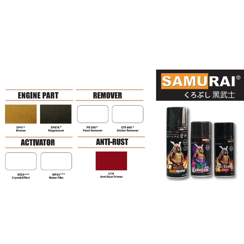 Samurai Aerosol Spray Paint/ Special Color/ 3D Khameleon/ Hi Temp