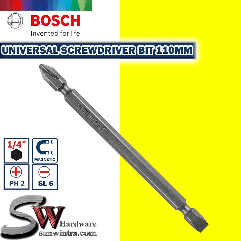 Bosch Universal Double Ended Screwdriver Bit PH2 SL6 X 110MM 2608522266