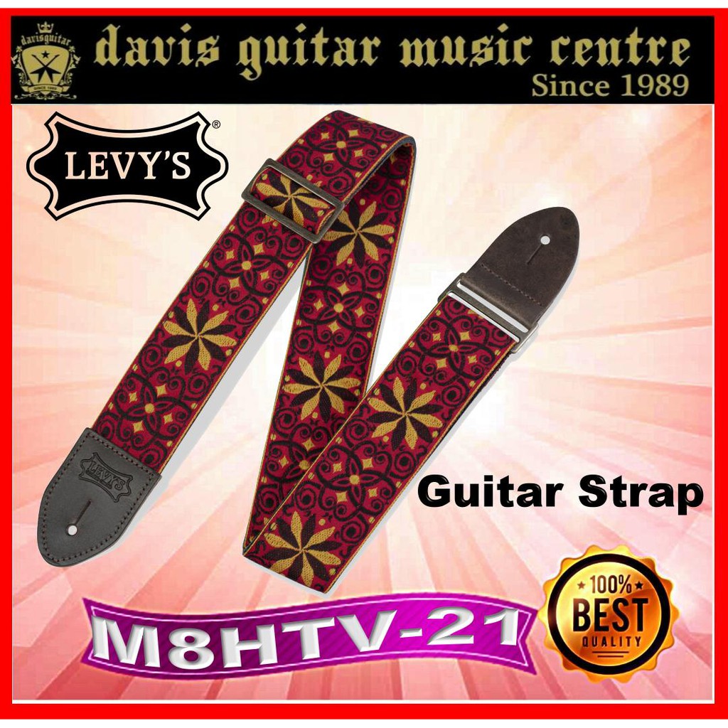 Levys Guitar Strap M8HTV21 Red 2 Inch wide Made In Canada Shopee Singapore