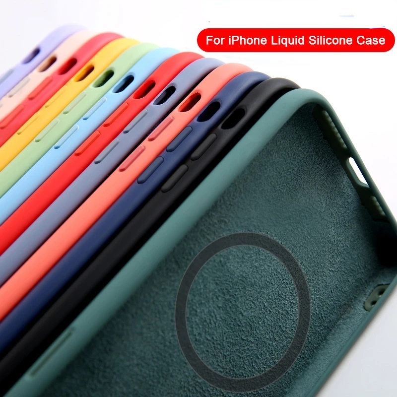 Magnetic Liquid Silicone Case For iPhone 14 12 11 13 Pro Max mini 8 Plus SE For Wireless Charging Cases XS MAX