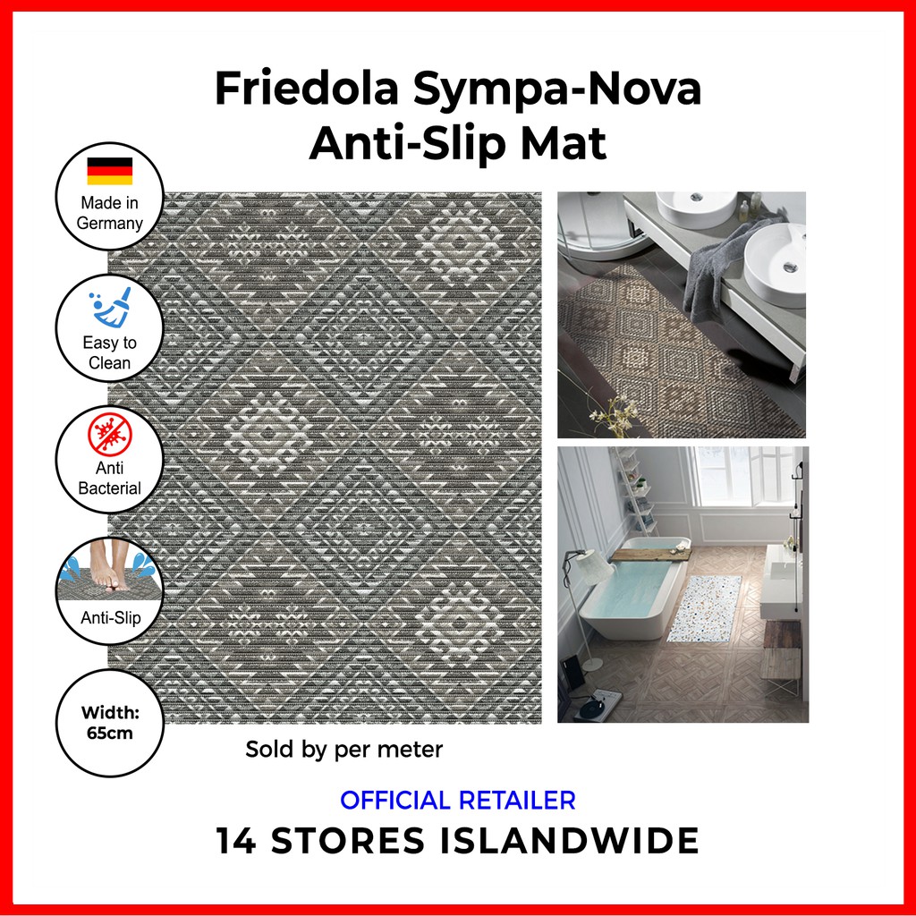 Friedola Sympa Nova Badematte – Weichschaum-Meterware, Rutschfest, 65 Cm Breit, Farbe Lagoon (marmorblau)