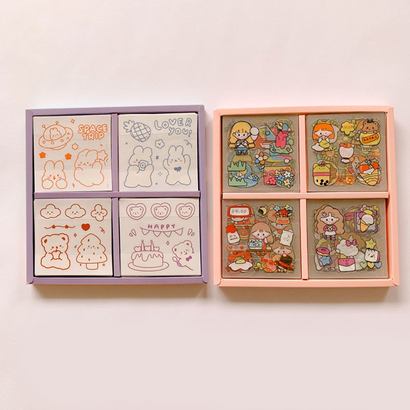 25 Sheets Cartoon PET Deco Stickers Pack Transparent Cute Stickers ...