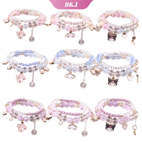 Kawaii Kuromi Crystal Bracelet Cute Girl Special Jewelry Cinnamoroll Mymelody Jk Girl Student Lolita Jewelry Gift Toys