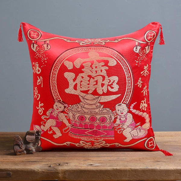 Chinese New Year Decorative Embroidered Cushion Cover Pillowcase