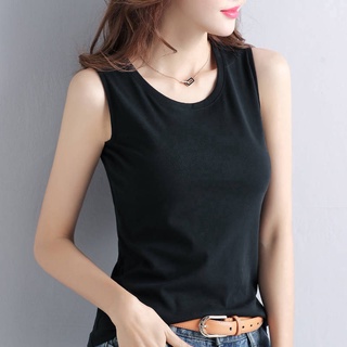 Summer Sleeveless Women Tank Top & Vest Korean Loose Fitting Outerwear Sexy  Casual White Round Neck Sleeveless T-shirt Women