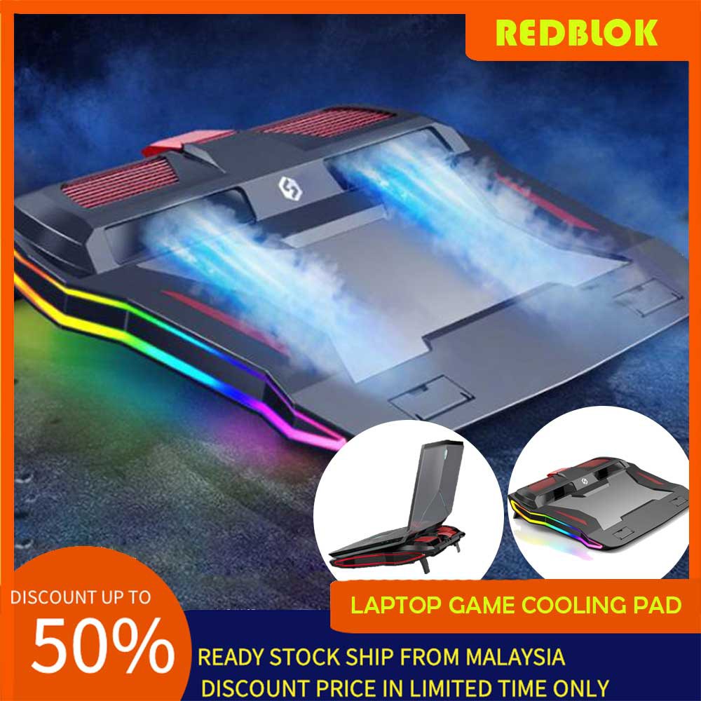 🔥 READY STOCK 🔥Redblok WLSQ16 RGB Colour LED Light Laptop Game Cooling