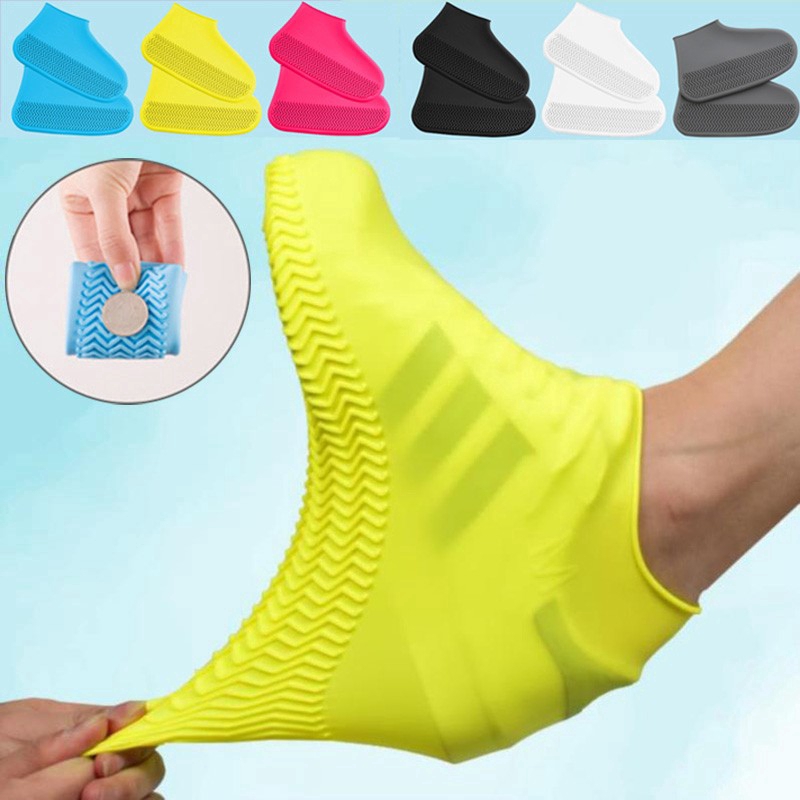 1 Pair AntiSlip Unisex Waterproof Reusable Sock Covers Silicone Snow Shoe Portable Rain Boot