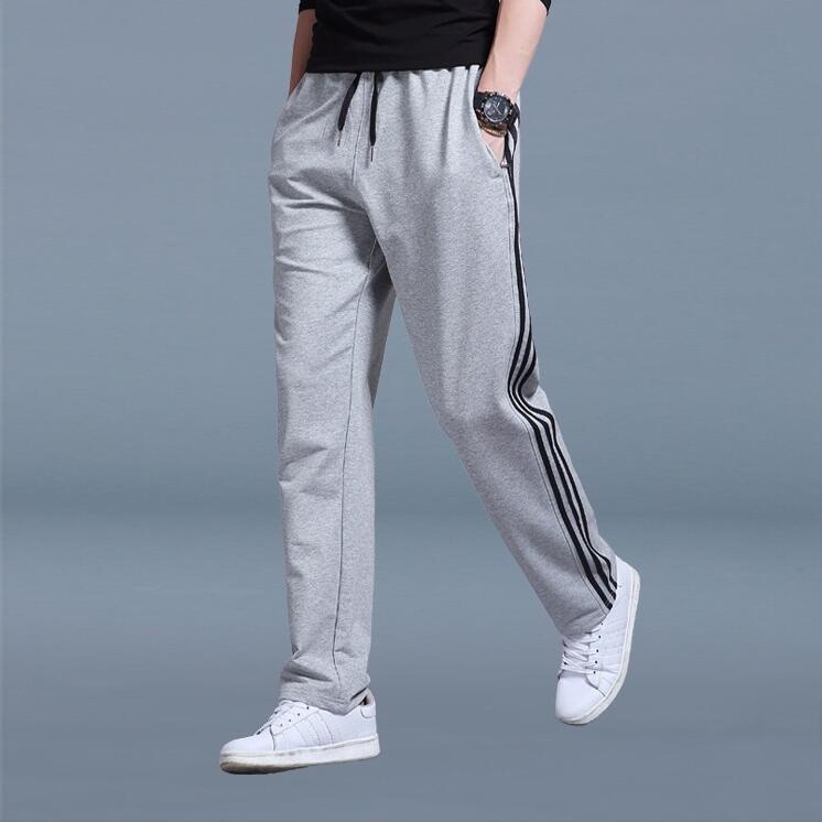 L-5XL Men's Loose Sports Pants Cotton Striped Drawstring Jogger Pants ...