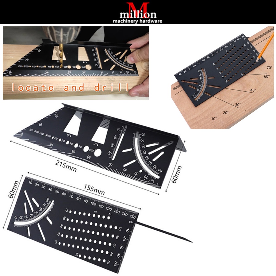 45/90 degree Black Aluminum Scriber Dovetail Marking Ruler Vertical ...