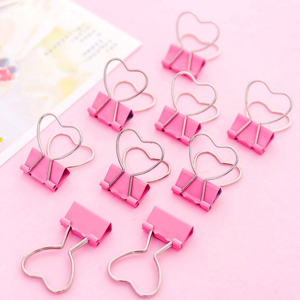 Pink Clip Heart Hollow Out Metal Binder Clips Notes Letter Paper Clip - View #2