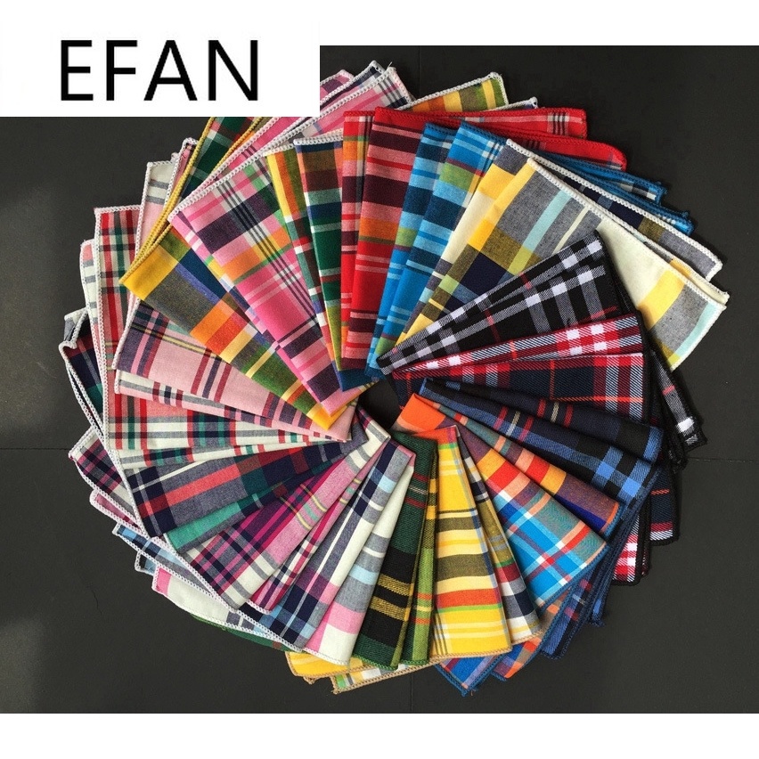 High Quality Cotton Mens Pocket Square 23*23CM Adult Plaid Hankerchief