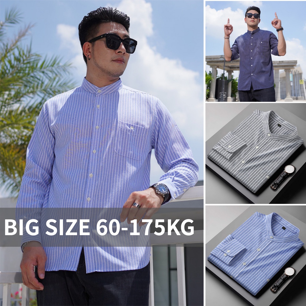 Oversize 10XL Men Long Sleeve Stand Collar Striped Plus Size Tang Suit ...