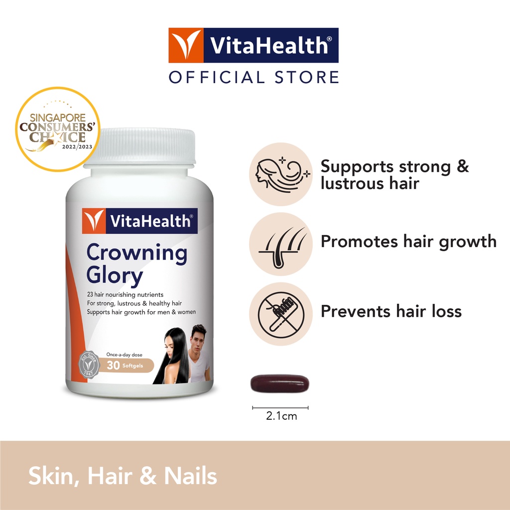 Crowning Glory 30s/90s/90sX2[EXP08-2025/04-2025] 23 hair-nourishing nutrients, support strong,hair & prevent hair fall
