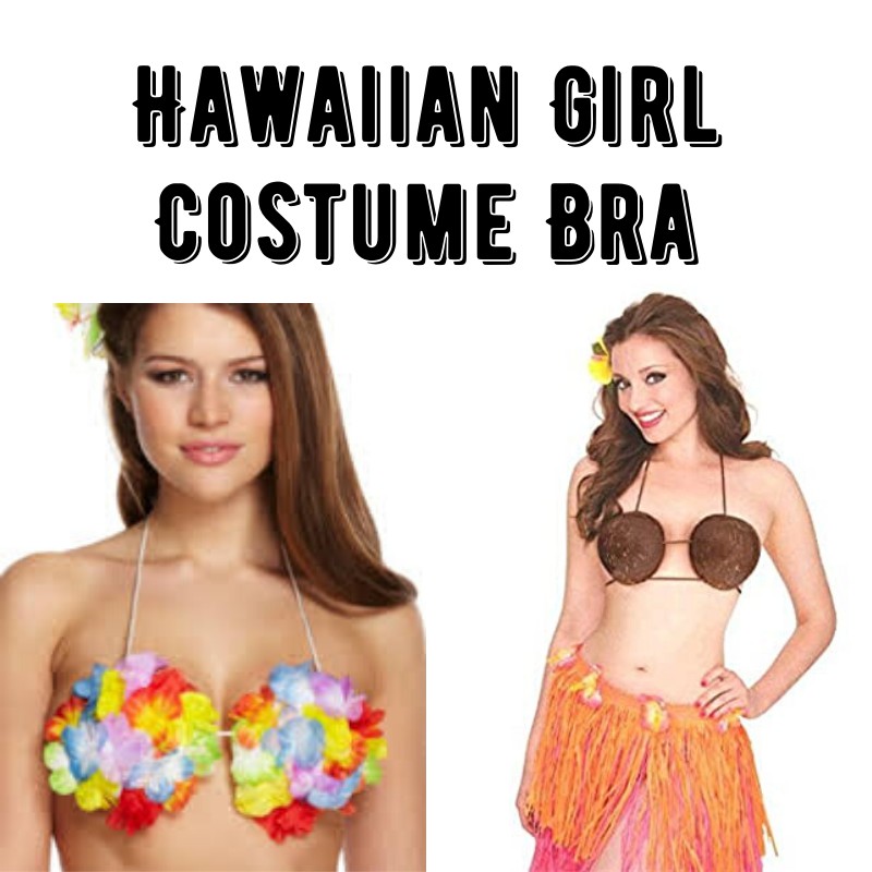 COCONUT BRA Adult Hawaiian Fancy Dress Costume Beach Party Ladies