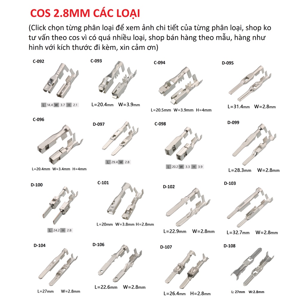 Cos 2.8mm male and female heads of all kinds (price for 1 piece ...